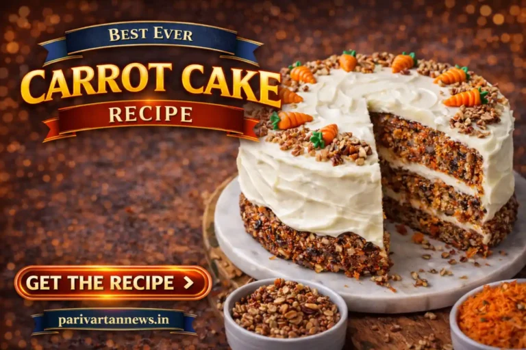 Soft carrot cake with creamy frosting and visible carrot texture, homemade dessert slice on plate